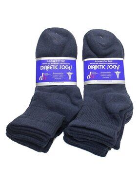 Debra Weitzner Mens Navy Diabetic Quarter Socks 6 Pair Loose Fit Top 9-11